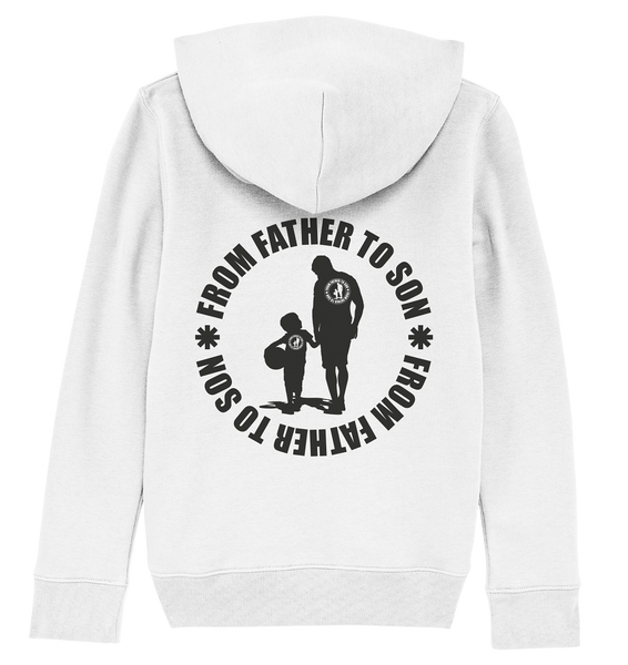 N.O.S.W. BLOCK Fanblock Hoodie "FROM FATHER TO SON" Kids Organic Hoodie weiss