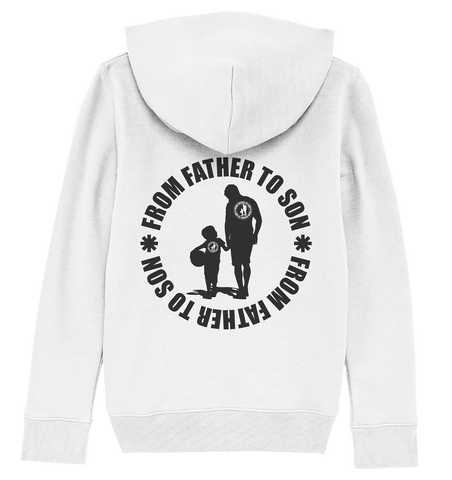 N.O.S.W. BLOCK Fanblock Hoodie "FROM FATHER TO SON" Kids Organic Hoodie weiss