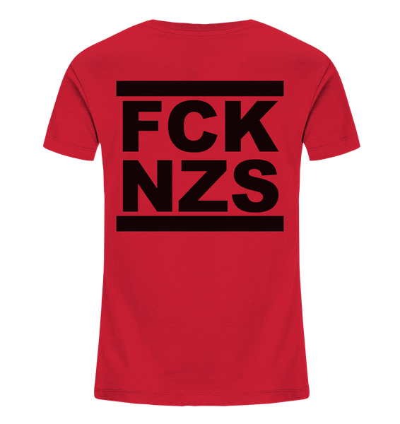 N.O.S.W. BLOCK Gegen Rechts Shirt "FCK NZS" beidseitig bedrucktes Kids Organic T-Shirt rot
