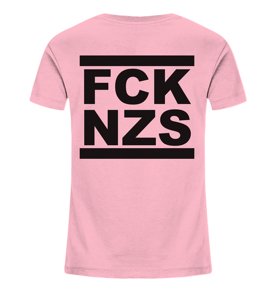 N.O.S.W. BLOCK Gegen Rechts Shirt "FCK NZS" beidseitig bedrucktes Kids Organic T-Shirt cotton pink