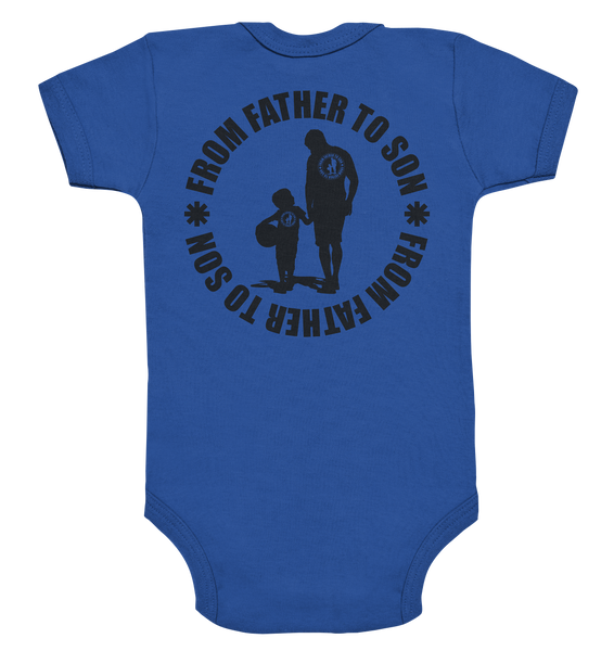 N.O.S.W. BLOCK Fanblock Body "FROM FATHER TO SON" Organic Baby Bodysuite cobalt blue organic
