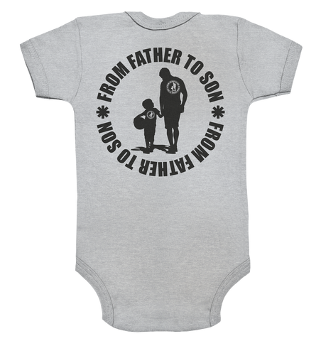 N.O.S.W. BLOCK Fanblock Body "FROM FATHER TO SON" Organic Baby Bodysuite heather grau