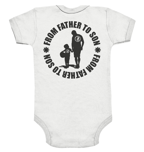 N.O.S.W. BLOCK Fanblock Body "FROM FATHER TO SON" Organic Baby Bodysuite weiss