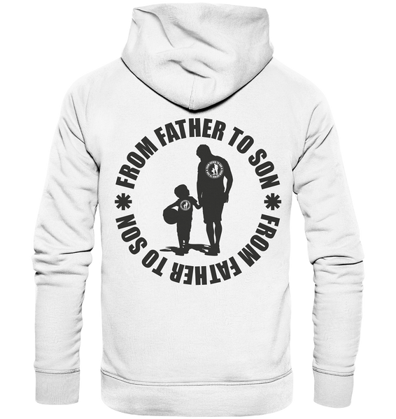 N.O.S.W. BLOCK Fanblock Hoodie "FROM FATHER TO SON" Männer Organic Fashion Kapuzenpullover weiss