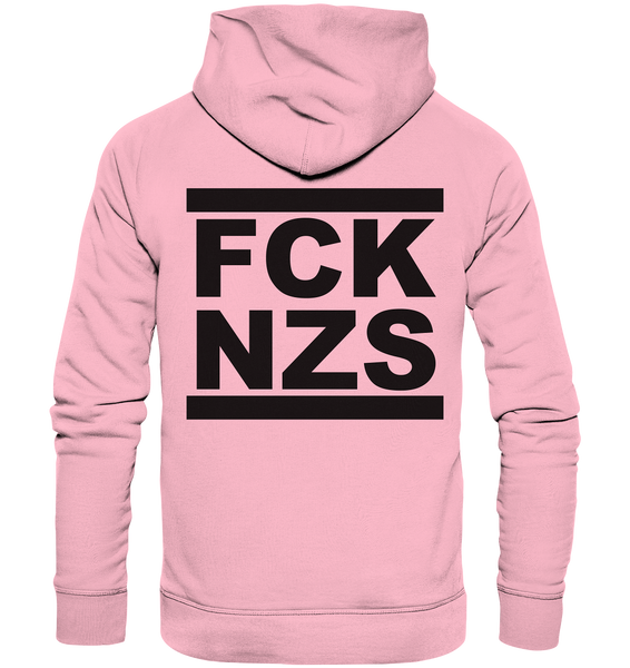N.O.S.W. BLOCK Gegen Rechts Hoodie "FCK NZS" beidseitig bedruckter Männer Organic Basic Hoodie cotton pink