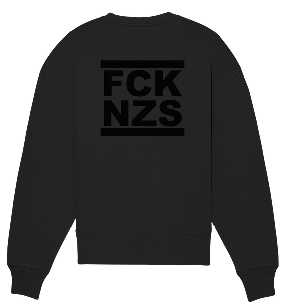 N.O.S.W. BLOCK Gegen Rechts Sweater "FCK NZS" beidseitig bedrucktes Girls Organic Oversize Sweatshirt schwarz