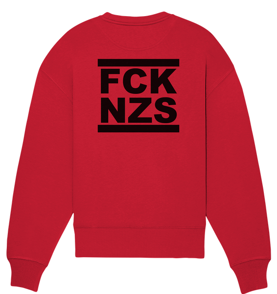 N.O.S.W. BLOCK Gegen Rechts Sweater "FCK NZS" beidseitig bedrucktes Girls Organic Oversize Sweatshirt rot