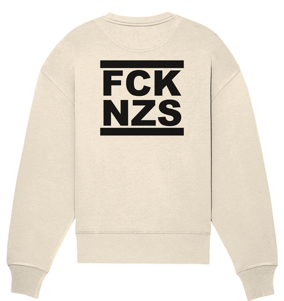 N.O.S.W. BLOCK Gegen Rechts Sweater "FCK NZS" beidseitig bedrucktes Girls Organic Oversize Sweatshirt natural
