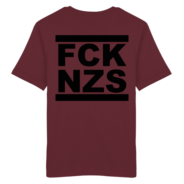 N.O.S.W. BLOCK Gegen Rechts Shirt "FCK NZS" beidseitig bedrucktes Männer Organic T-Shirt burgundy