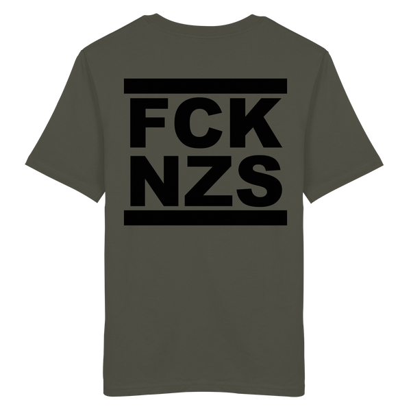 N.O.S.W. BLOCK Gegen Rechts Shirt "FCK NZS" beidseitig bedrucktes Männer Organic T-Shirt khaki