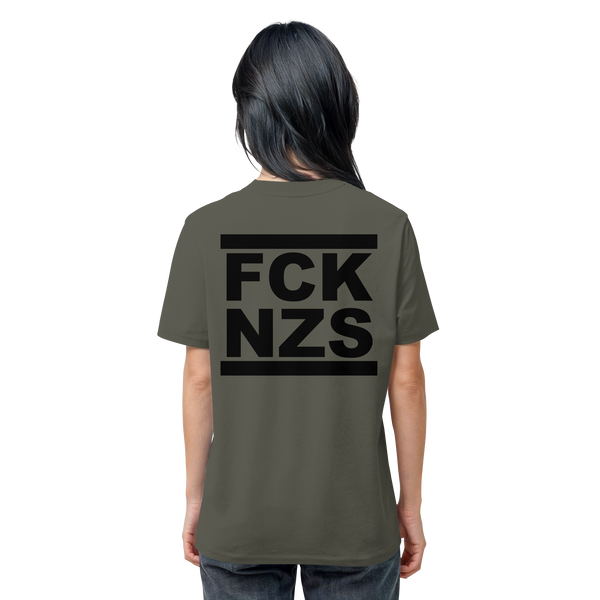 N.O.S.W. BLOCK Gegen Rechts Shirt "FCK NZS" beidseitig bedrucktes Männer Organic T-Shirt khaki