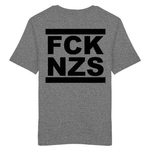 N.O.S.W. BLOCK Gegen Rechts Shirt "FCK NZS" beidseitig bedrucktes Männer Organic T-Shirt mid heather grey
