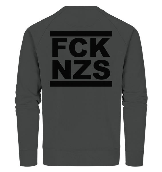N.O.S.W. BLOCK Gegen Rechts Sweater "FCK NZS" beidseitig bedrucktes Männer Organic Sweatshirt anthrazit