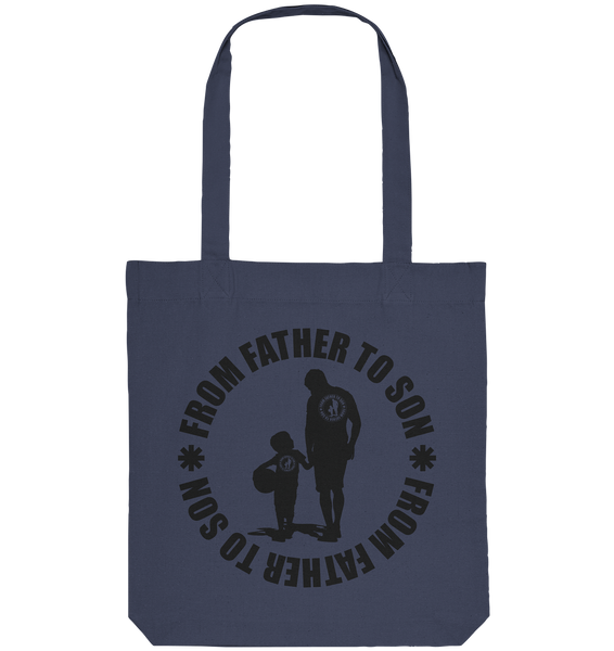 N.O.S.W. BLOCK Fanblock Tote-Bag "FROM FATHER TO SON" Organic Baumwolltasche midnight blue