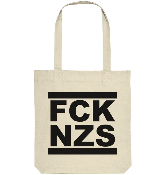 N.O.S.W. BLOCK Gegen Rechts Tote-Bag "FCK NZS" beidseitig bedruckte Organic Baumwolltasche natural