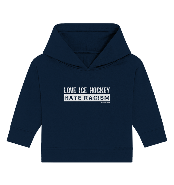 N.O.S.W. BLOCK Eishockey Baby Hoodie „LOVE ICE HOCKEY HATE RACISM“ – french navy