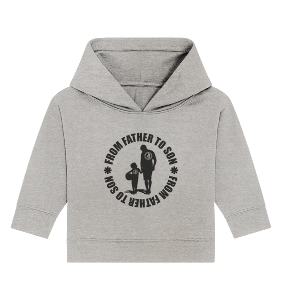 Fanblock Baby Hoodie "FROM FATHER TO SON" Organic Baby Kapuzenpullover heather grey