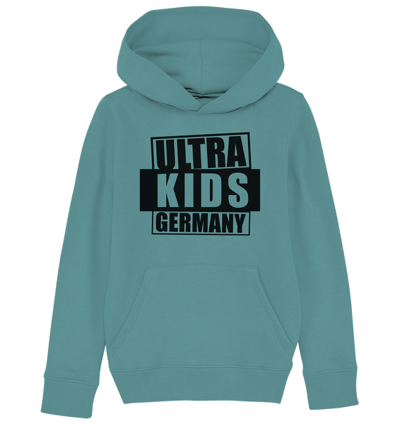 N.O.S.W. BLOCK Ultras Hoodie "ULTRA KIDS GERMANY" Kids UNISEX Organic Kapuzenpullover teal monstera