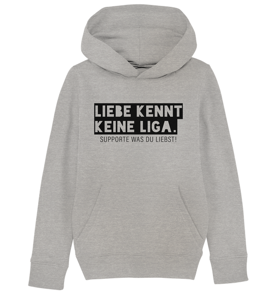 N.O.S.W. BLOCK Fanblock Hoodie "LIEBE KENNT KEINE LIGA." Kids UNISEX Organic Kapuzenpullover heather grau