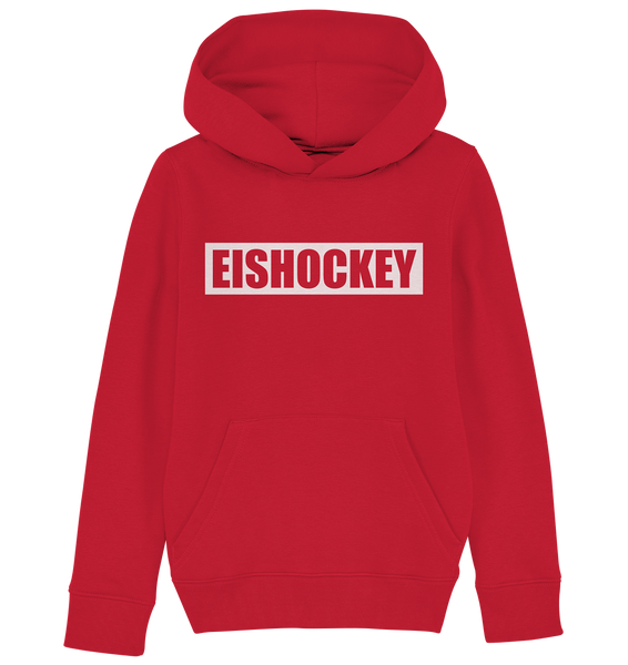 N.O.S.W. BLOCK Teamsport Hoodie "EISHOCKEY" Kids UNISEX Organic Kapuzenpullover red