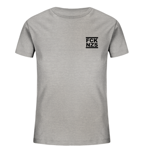 N.O.S.W. BLOCK Gegen Rechts Shirt "FCK NZS" beidseitig bedrucktes Kids Organic T-Shirt heather grau