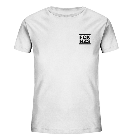 N.O.S.W. BLOCK Gegen Rechts Shirt "FCK NZS" beidseitig bedrucktes Kids Organic T-Shirt weiss