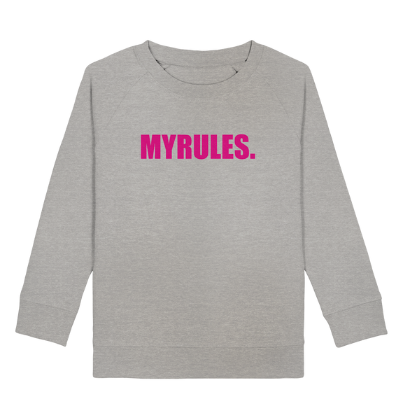 N.O.S.W. BLOCK Sweater "MYRULES." Kids Organic Sweatshirt heather grau