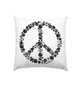 N.O.S.W. BLOCK Homestuff Kissen "SPORTS FOR PEACE" Kissenbezug mit Füllung 40 x 40 cm weiss