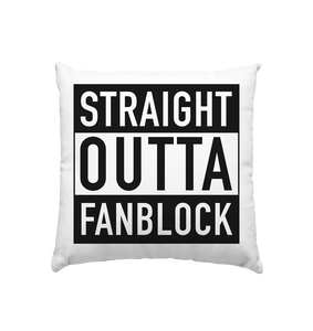 N.O.S.W. BLOCK Fanblock Homestuff Kissen "STRAIGHT OUTTA FANBLOCK" Kissenbezug mit Füllung 40 x 40 cm weiss