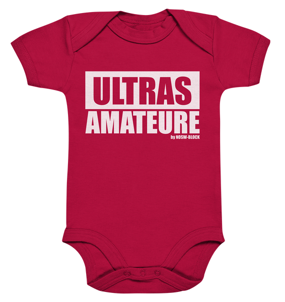 NO.S.W. BLOCK Ultras Body "ULTRAS AMATEURE" Organic Baby Bodysuite red