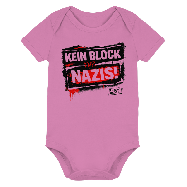 N.O.S.W. BLOCK Baby Body „KEIN BLOCK FÜR NAZIS!“ bubble gum pink