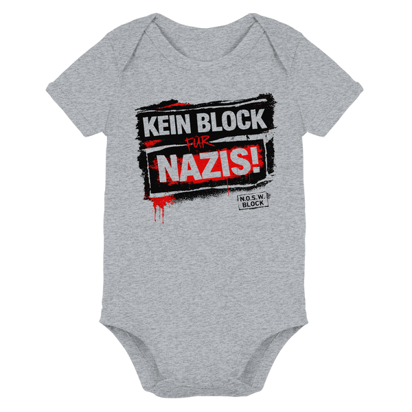 N.O.S.W. BLOCK Baby Body „KEIN BLOCK FÜR NAZIS!“ heather grey