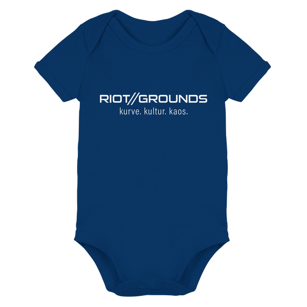 RIOT//GROUNDS Fanblock Body "RIOT//GROUNDS kurve. kulture. kaos." Organic Baby Bodysuite nautical navy