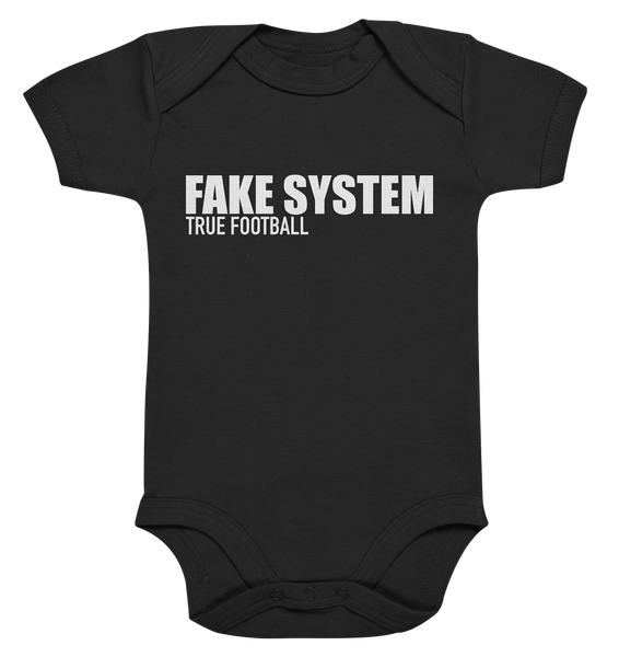 BLOCK.FC Hoodie "FAKE SYSTEM TRUE FOOTBALL" Männer Organic Fashion Kapuzenpullover (85% Bio-Baumwolle, 15% recyceltes Polyester) - Organic Baby Bodysuite