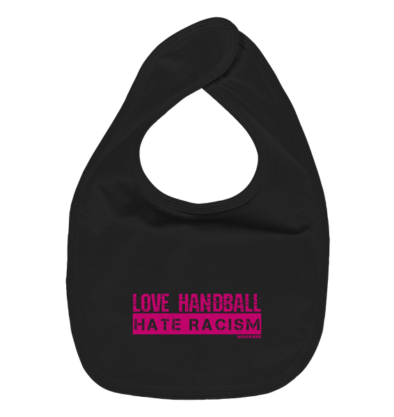 N.O.S.W. BLOCK Gegen Rechts Lätzchen "LOVE HANDBALL HATE RACISM" Organic Baby-Lätzchen black
