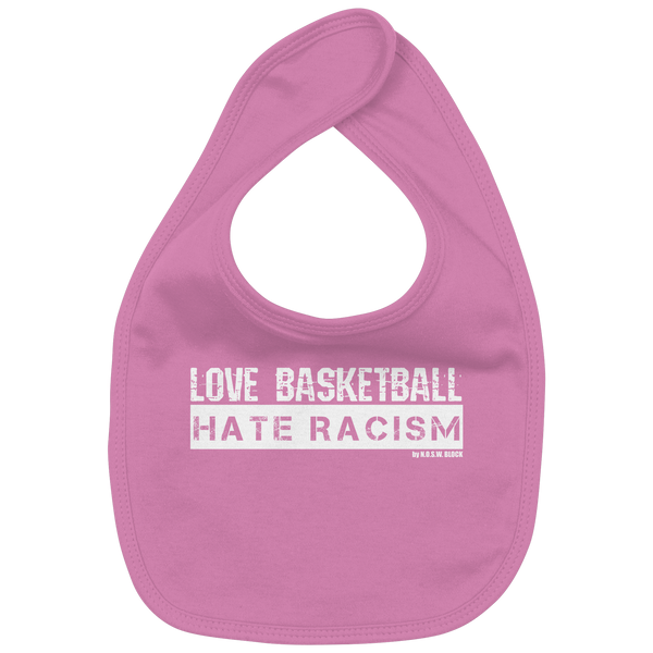 N.O.S.W. BLOCK Gegen Rechts Lätzchen "LOVE BASKETBALL HATE RACISM" Organic Baby-Lätzchen bubble gum pink