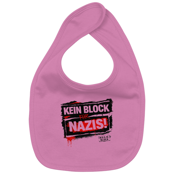 N.O.S.W. BLOCK Lätzchen "KEIN BLOCK FÜR NAZIS!" Organic Baby-Lätzchen bubble gum pink