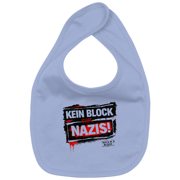 N.O.S.W. BLOCK Lätzchen "KEIN BLOCK FÜR NAZIS!" Organic Baby-Lätzchen dusty blue