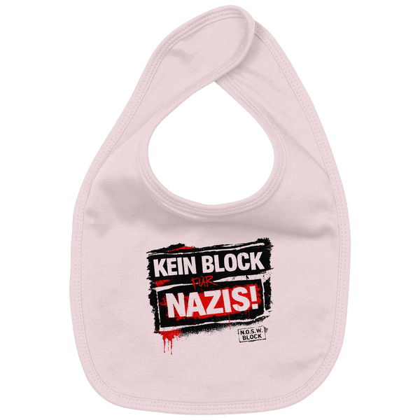 N.O.S.W. BLOCK Lätzchen "KEIN BLOCK FÜR NAZIS!" Organic Baby-Lätzchen powder pink