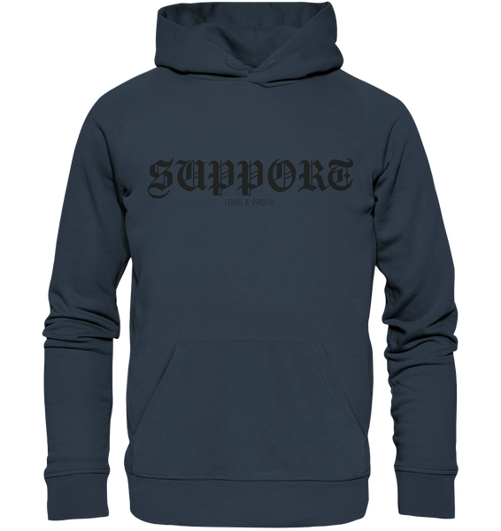 RIOT//GROUNDS Fanblock Hoodie „SUPPORT LOUD & PROUD“ – india ink grey