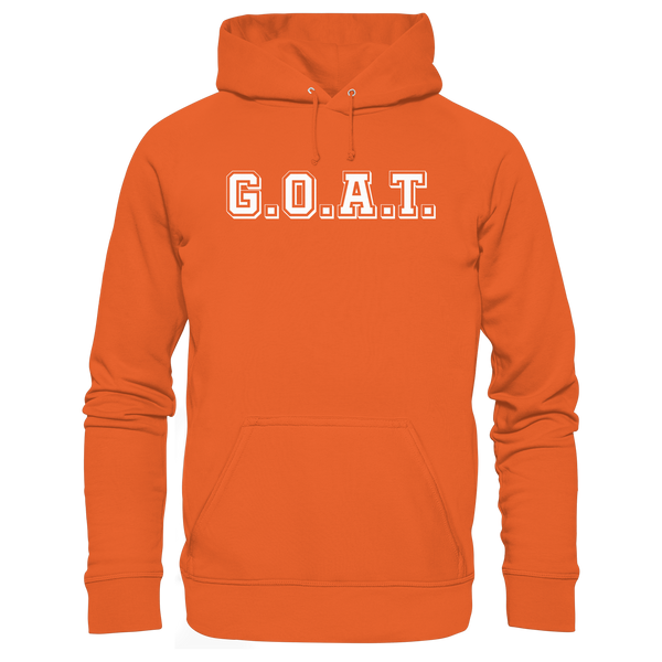 N.O.S.W. BLOCK Fanblock Organic Basic Hoodie „G.O.A.T.“ – bright orange