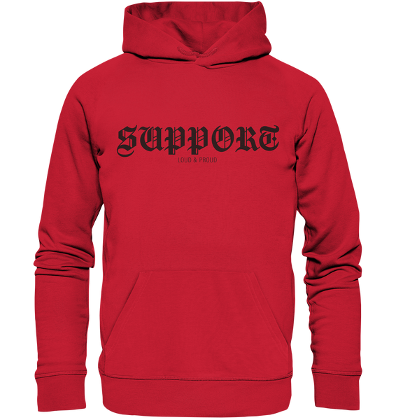 RIOT//GROUNDS Fanblock Hoodie „SUPPORT LOUD & PROUD“ – red