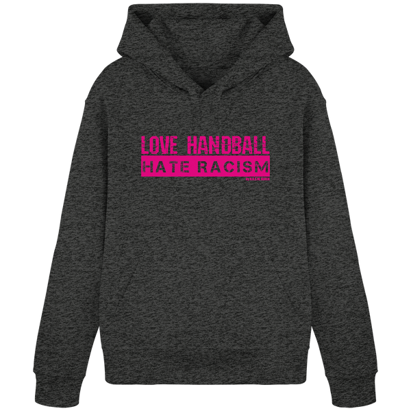 N.O.S.W. BLOCK Handball Hoodie „LOVE HANDBALL HATE RACISM“ – magenta Druck