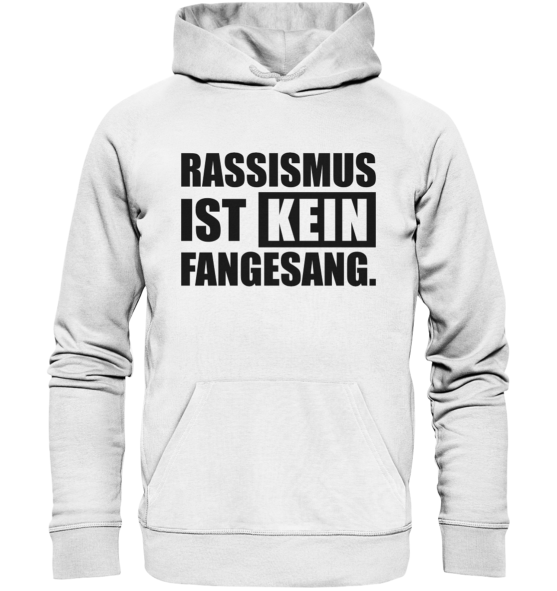 N.O.S.W. BLOCK Fanblock Hoodie "RASSISMUS IST KEIN FANGESANG." Männer Organic Basic Kapuzenpullover weiss