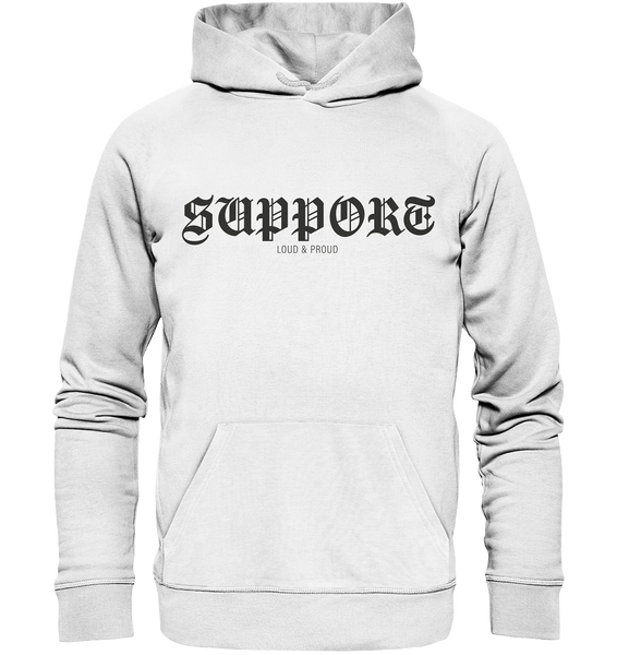 RIOT//GROUNDS Fanblock Hoodie „SUPPORT LOUD & PROUD“ – white