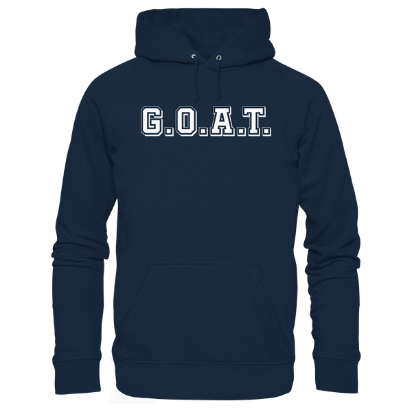 N.O.S.W. BLOCK Fanblock Organic Basic Hoodie „G.O.A.T.“ – french navy