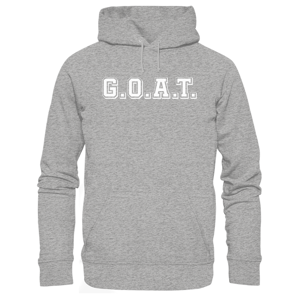 N.O.S.W. BLOCK Fanblock Organic Basic Hoodie „G.O.A.T.“ – heather grey