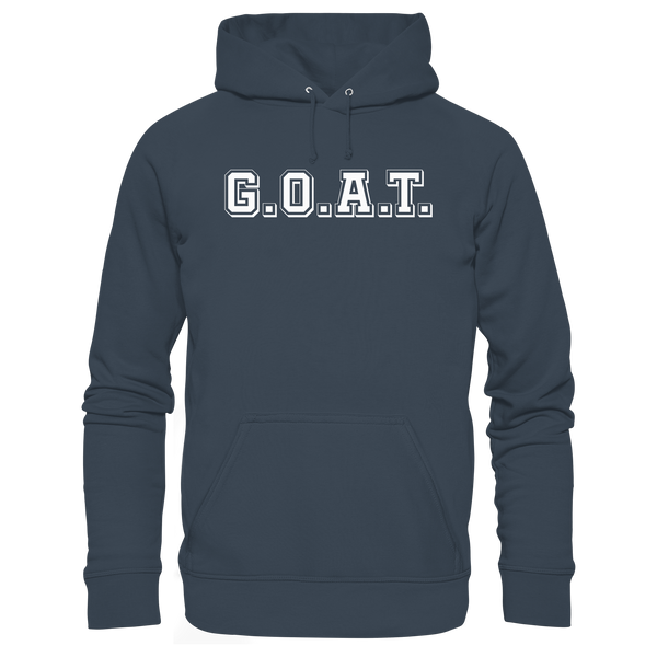 N.O.S.W. BLOCK Fanblock Organic Basic Hoodie „G.O.A.T.“ – india ink grey