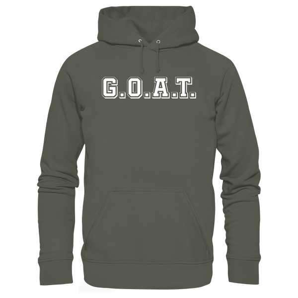 N.O.S.W. BLOCK Fanblock Organic Basic Hoodie „G.O.A.T.“ – khaki