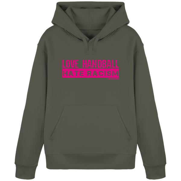 N.O.S.W. BLOCK Handball Hoodie „LOVE HANDBALL HATE RACISM“ – magenta Druck